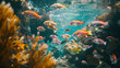 © Neyro - School of colorful fish swimming around vibrant coral