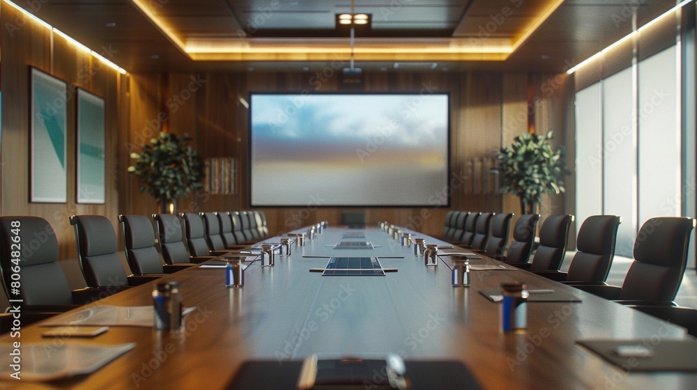 Conference Setting Conference Room Setup, well-equipped conference room with a large table ...