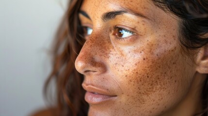 beautiful woman with dark spots on her face generative ai