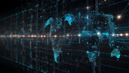 abstract background with lights Digital Blockchain Link Futuristic Network Security