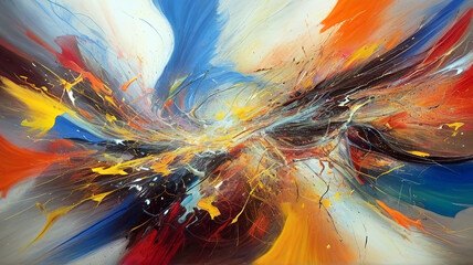 Wall Mural - abstract background with multicolored brush strokes of oil paint