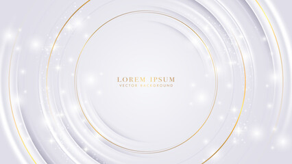 Wall Mural - abstract white background with golden circle element, sparkling light effect