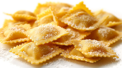 Wall Mural - typical Italian food Ravioli white background