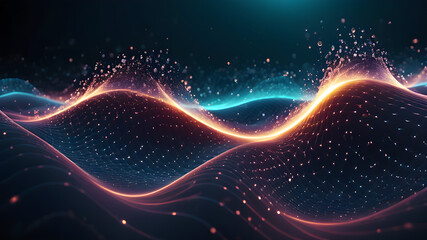Wall Mural - abstract digital wave of particles. futuristic point wave. technology background vector. vector illu