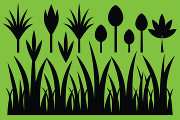 The silhouette of the grass set. Vector illustration design