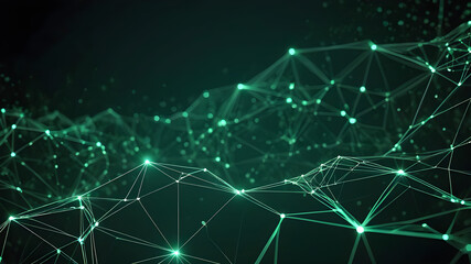 Wall Mural - abstract polygonal background from lines, dots and glowing particles with plexus effect. artificial 