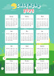 2025 table yearly calendar week start on Sunday with natural that use for vertical digital and printable A4 A5 size