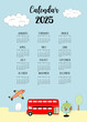 2025 table yearly calendar week start on Sunday with travel that use for vertical digital and printable A4 A5 size