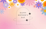 Fototapeta  - mother’s day background with flower.Editable vector illustration for horizontal design
