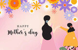 Fototapeta  - mother’s day background with flower.Editable vector illustration for horizontal design