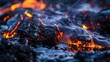 Macro shot of sizzling hot lava flowing into an icy water body, natural elements clashing