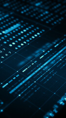 Leinwandbilder - Futuristic metaverse, hi-tech digital data telemetry with encrypted numbers, display dynamic background for computer desktop vertical screen display format