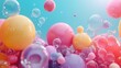 © Aris Suwanmalee - A Bunch Of Colorful Balloons Against A Blue Background.