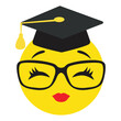 Graduation girly emoji  vector cartoon illustration