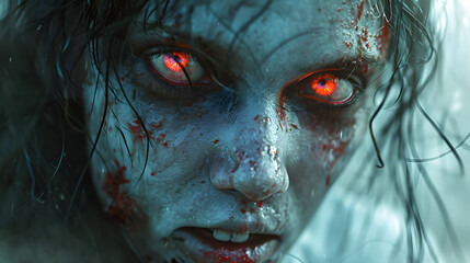 Poster - Illustrations Scary Female Zombie