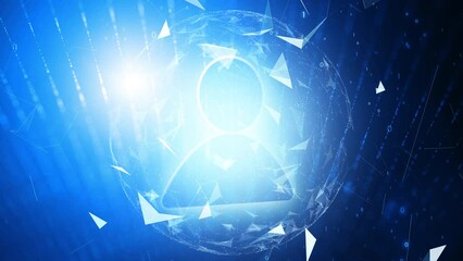 Wall Mural - abstract glowing 3d people icon rotation on digital network animation background.