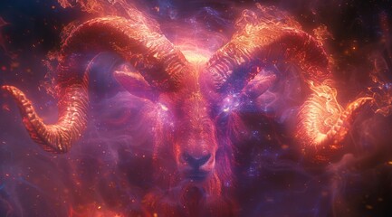 Wall Mural - aries constellation in abstract form against a brilliant starry sky