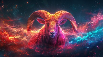 Wall Mural - aries constellation in abstract form against a brilliant starry sky