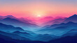 Abstract nature background with mountain range on sunrise