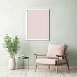 © FoxGrafy - Frame mockup on a pastel-colored wall in a minimalist interior, emphasizing clean lines and light tones.