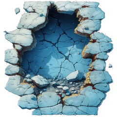 Wall Mural - Cracked wall isolated on a transparent background