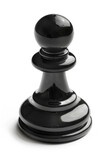 Fototapeta Kuchnia - A single shiny chess pawn in glossy black, standing alone on a white background