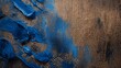 A rustic, burlap lace tableau, natural and unrefined, with bold streaks of royal blue acrylic paint adding a pop of color and a touch of the contemporary to the organic texture. 
