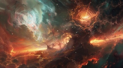 Wall Mural - An intimidating domain expansion enveloping the surroundings in a blend of shadows and cosmic energy.