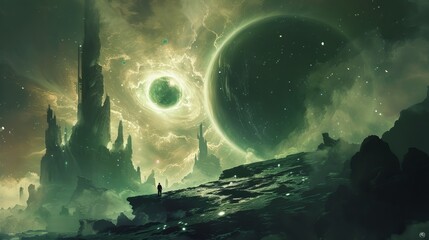 Wall Mural - An intimidating domain expansion enveloping the surroundings in a blend of shadows and cosmic energy.