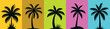 palm tree silhouette, tropical vector illustration of palm trees silhouettes against a multi colored background. Ideal for summer themed designs, web banners, and wallpapers