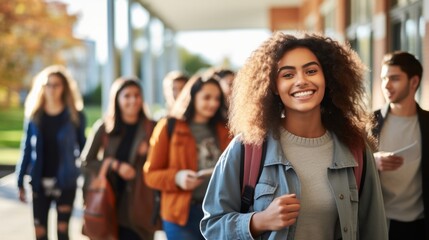 a students walking in university hall during break