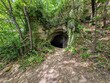 Cave entrance at Stari Grad in old historic city Krapina, Croatia, Hrvatsko zagorje, nature background, Neanderthal, Palaeolithic archaeological site