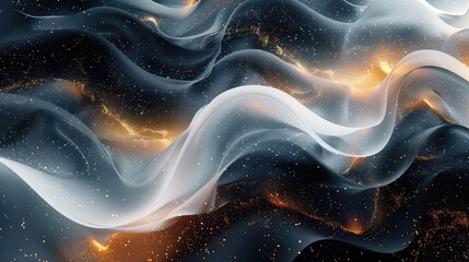 Wall Mural - Abstract texture wavy surface with glowing particles 3d rendering