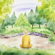 meditation garden, meditating in a peaceful garden within an arboretum
