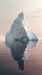 Iceberg on blue ocean - Hidden Danger And Global Warming Concept. a huge white iceberg on the surface of the ocean. Generative ai