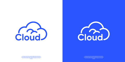 Poster - Simple cloud tech logo design word mark.