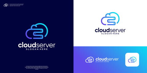 Wall Mural - Cloud server database storage logo design technology.