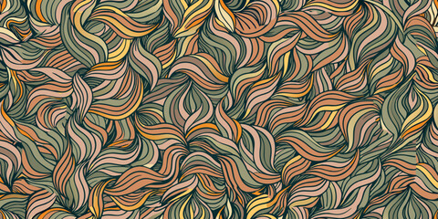 Wall Mural - Seamless abstract pattern, tangle wavy hair background	