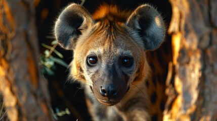 Wall Mural - close-up portrait of a hyena in the wild