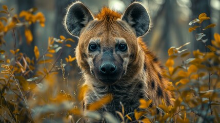 Wall Mural - close-up portrait of a hyena in the wild