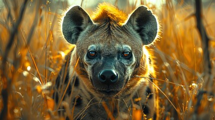Wall Mural - close-up portrait of a hyena in the wild
