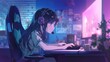 パソコンでゲームをする少女20