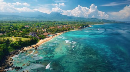 Sticker - Aerial view of beach and sea in Bali, Indonesia