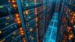 Data Center With Illuminated Server Racks