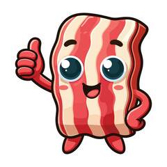 Wall Mural - Cartoon cute bacon giving a thumb up vector illustration