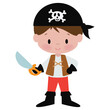 Funny pirate   boy  vector cartoon illustration