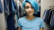 © Balaraw - young woman with vibrant blue hair in a clothing store