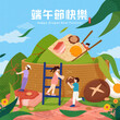 People around giant steamer with zongzi outdoors. Text: Happy Dragon Boat Festival. May fifth