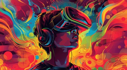 illustration of man used VR