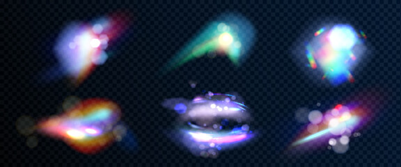 Wall Mural - iridescent diamond flare light with overlay effect on transparent bg. realistic vector illustration 